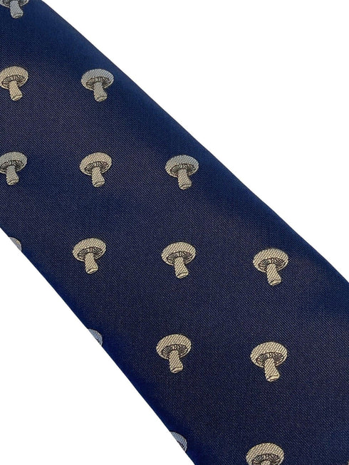 navy mens tie with mushroom design
